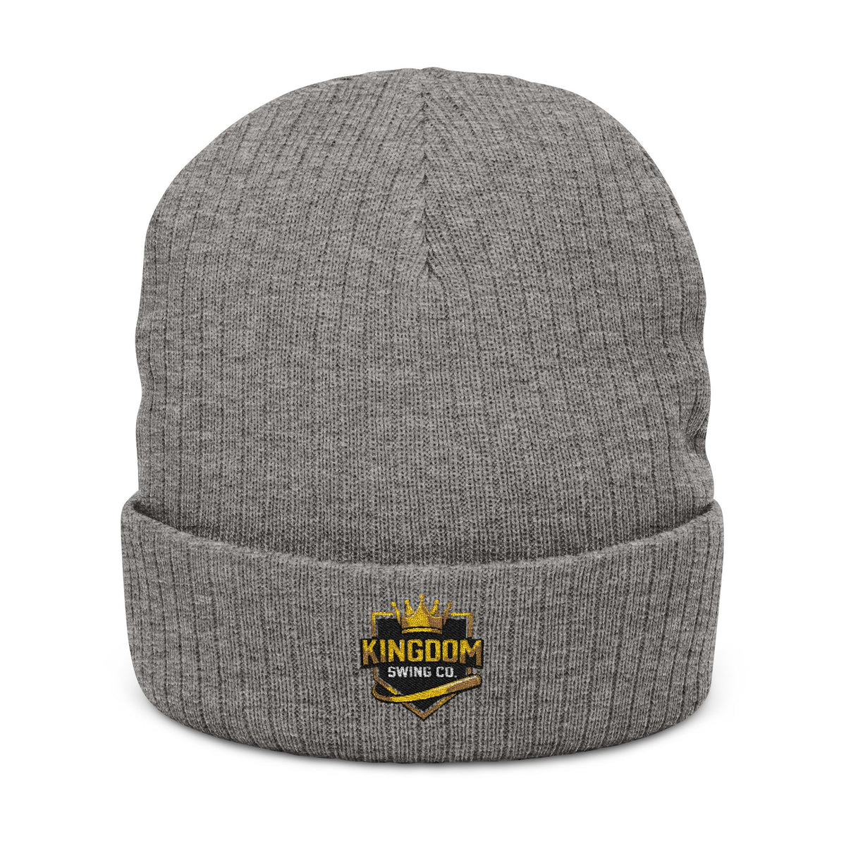 Kingdom Swing Co. Black Embroidered Ribbed Knit Beanie
