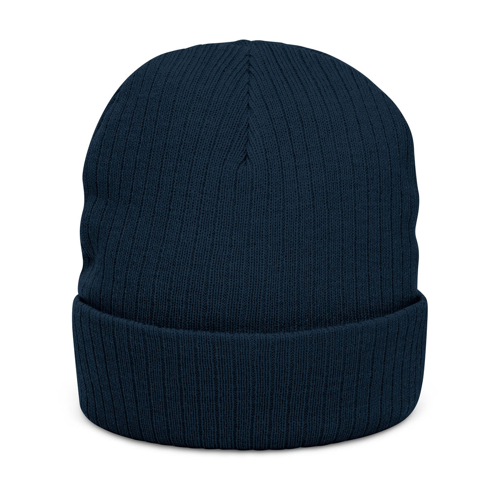 Kingdom Swing Co. Black Embroidered Ribbed Knit Beanie