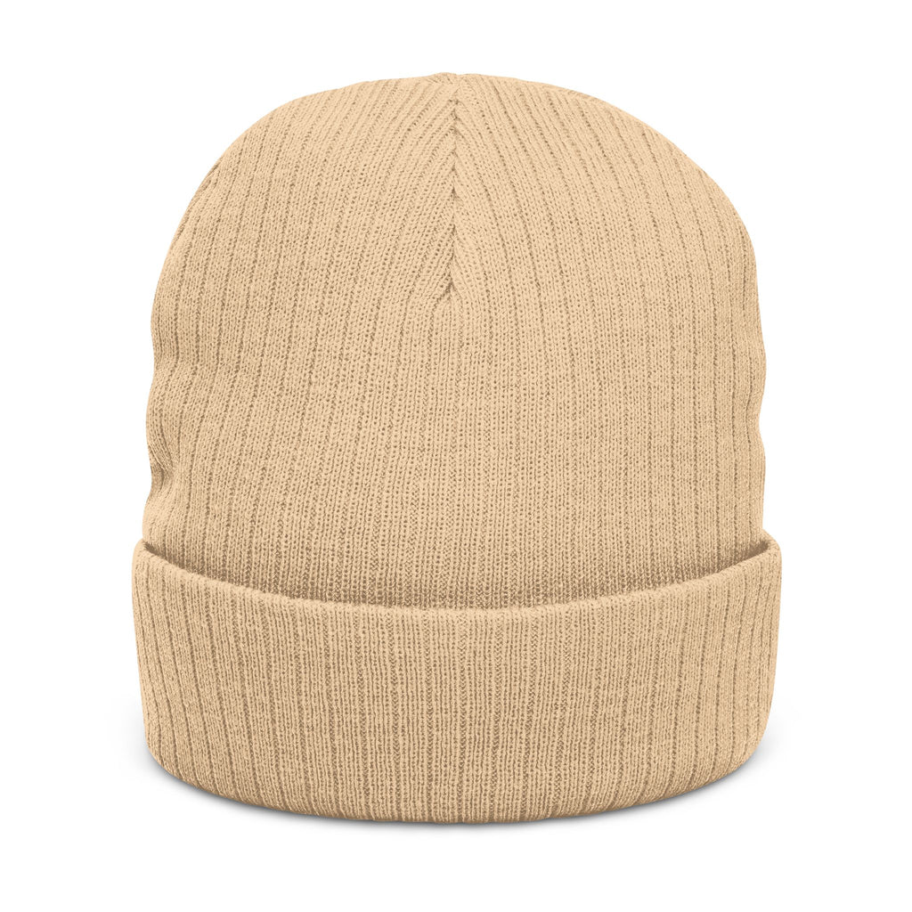 Kingdom Swing Co. Black Embroidered Ribbed Knit Beanie