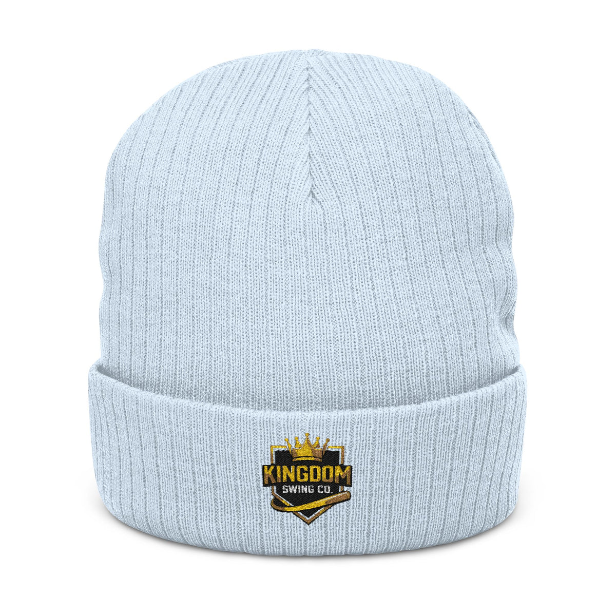 Kingdom Swing Co. Black Embroidered Ribbed Knit Beanie