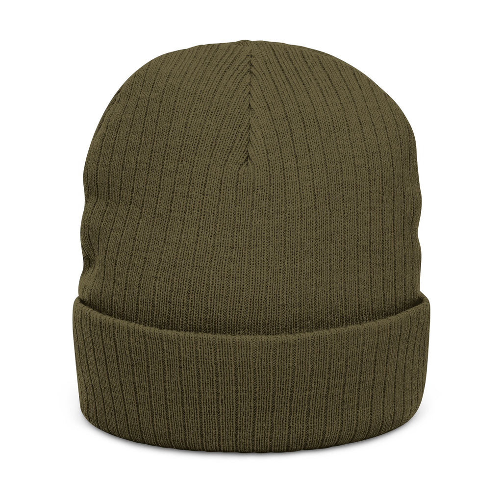 Kingdom Swing Co. Black Embroidered Ribbed Knit Beanie
