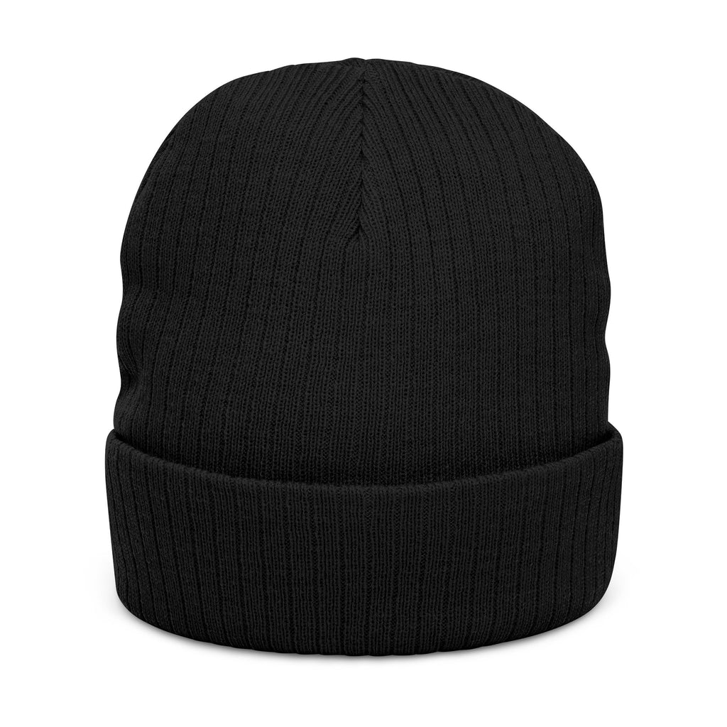 Kingdom Swing Co. Black Embroidered Ribbed Knit Beanie